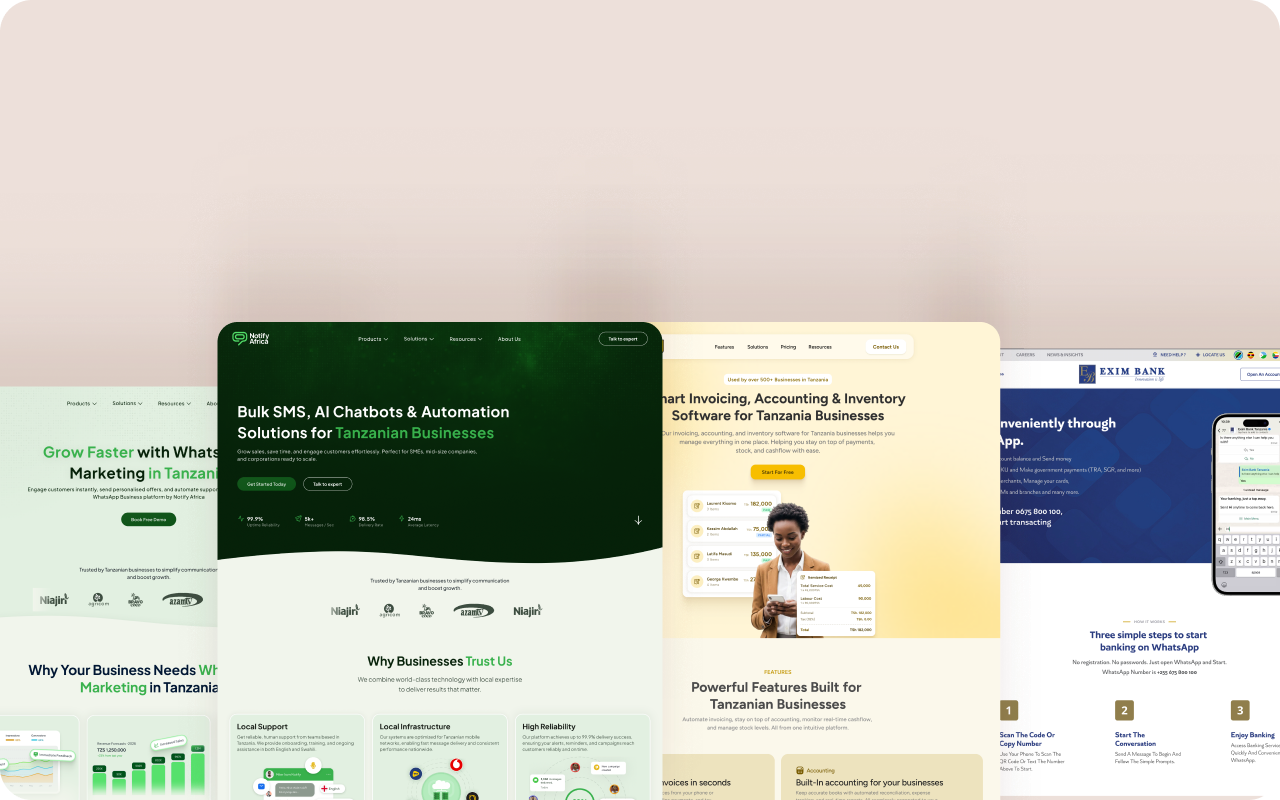 Website and landing page design for businesses in Tanzania and East Africa